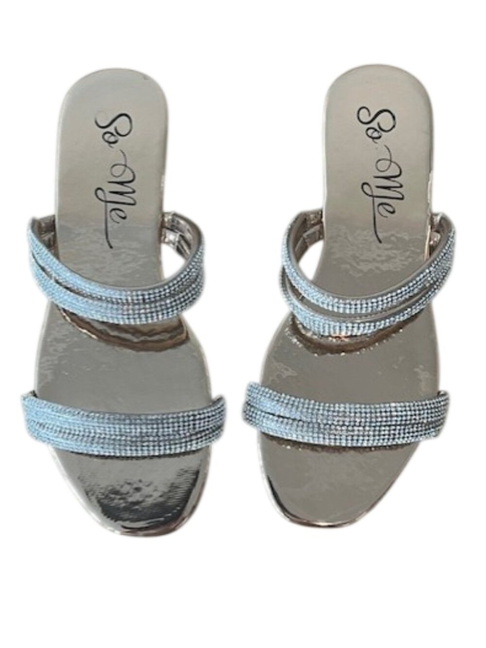 So Me “Soraya” Rhinestone Slide Sandals – Gold - Size 7